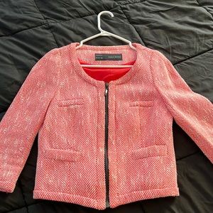 Zara basic orange cropped jacket